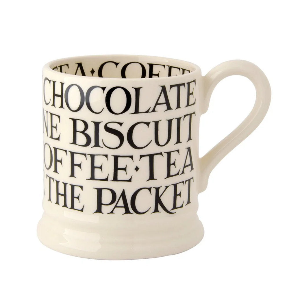 Black Toast All Over Writing 1/2 Pint Mug
