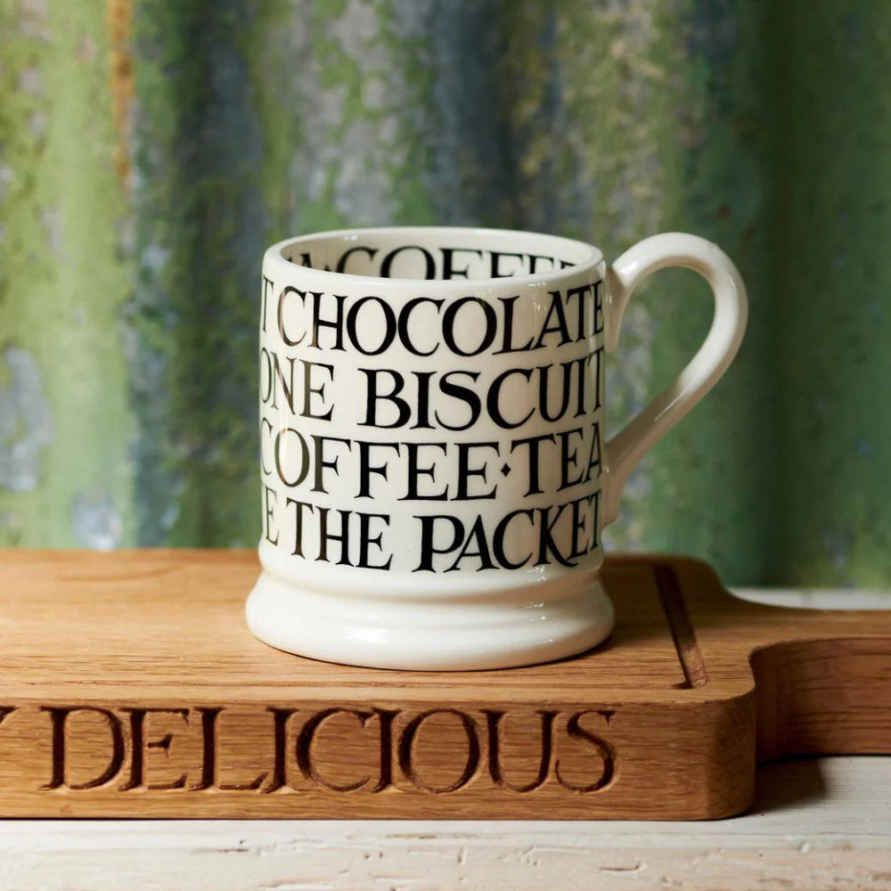 Black Toast All Over Writing 1/2 Pint Mug