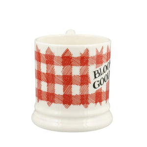 Red Gingham Blooming Good Tea 1/2 Pint Mug
