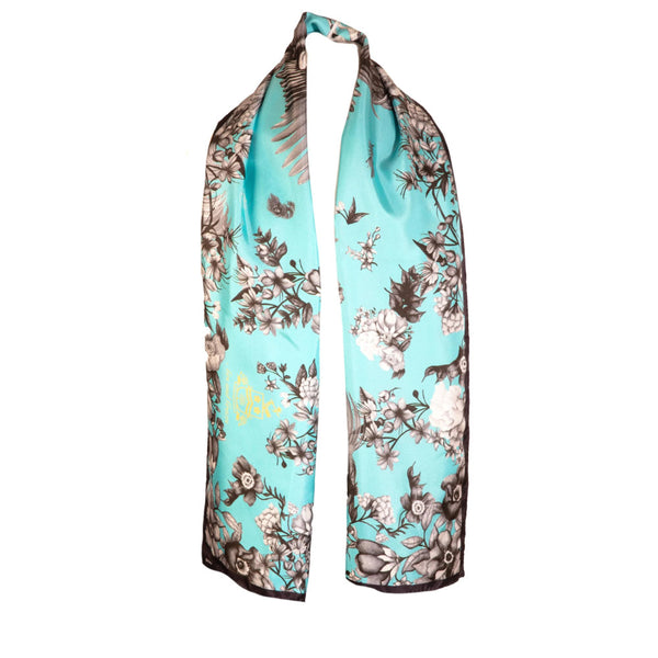 Airs & Graces Classic Silk Scarf Sapphire Blue