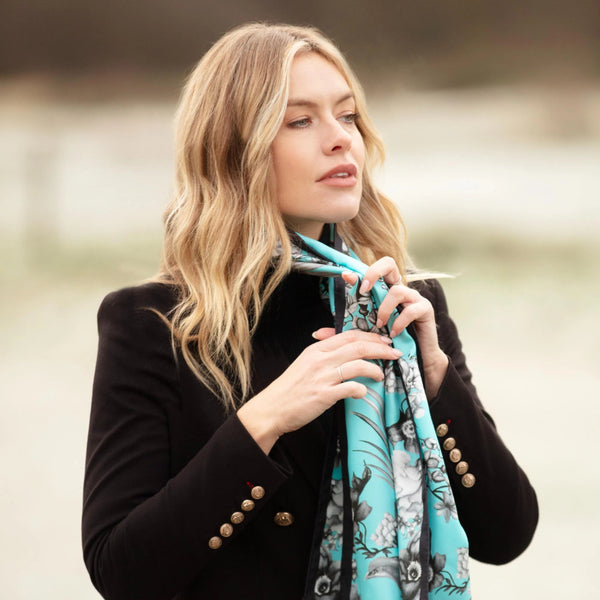 Airs & Graces Classic Silk Scarf Sapphire Blue