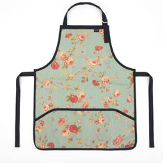 Floral Blue Garden Apron Wipe Clean With Pockets