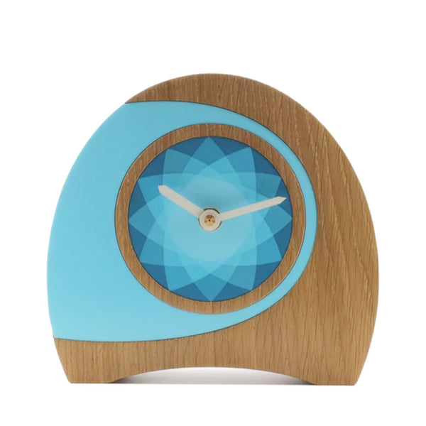 Arc Wooden Desk Clock Oak Turquoise