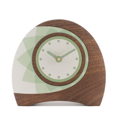 Arc Wooden Desk Clock Walnut Green
