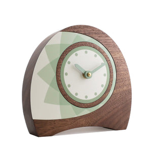 Arc Wooden Desk Clock Walnut Green
