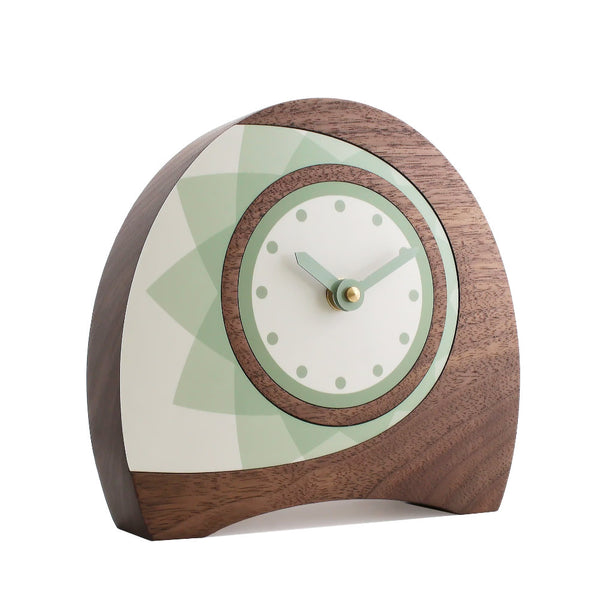 Arc Wooden Desk Clock Walnut Green