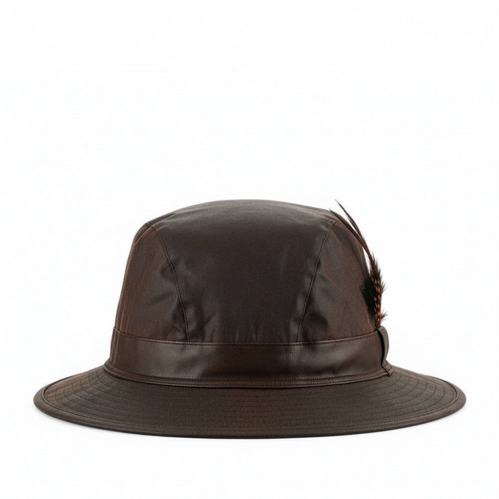 Bronwen Wax Fedora Hat Chestnut Brown