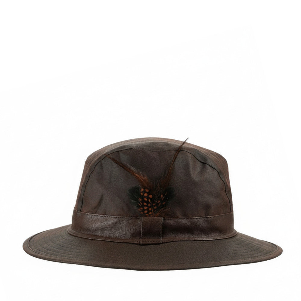 Bronwen Wax Fedora Hat Chestnut Brown