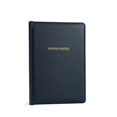 Stormy Navy Hardback Leather Dinner Parties Book