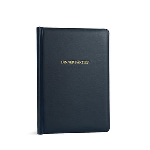 Stormy Navy Hardback Leather Dinner Parties Book