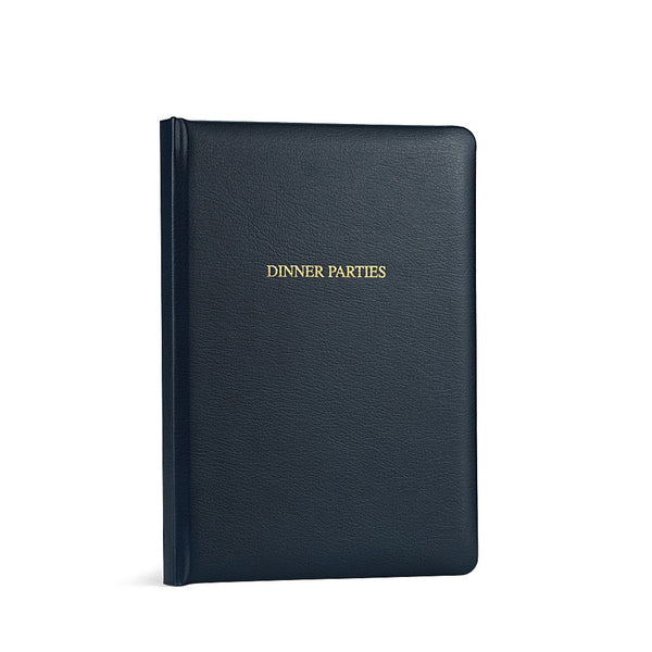 Stormy Navy Hardback Leather Dinner Parties Book