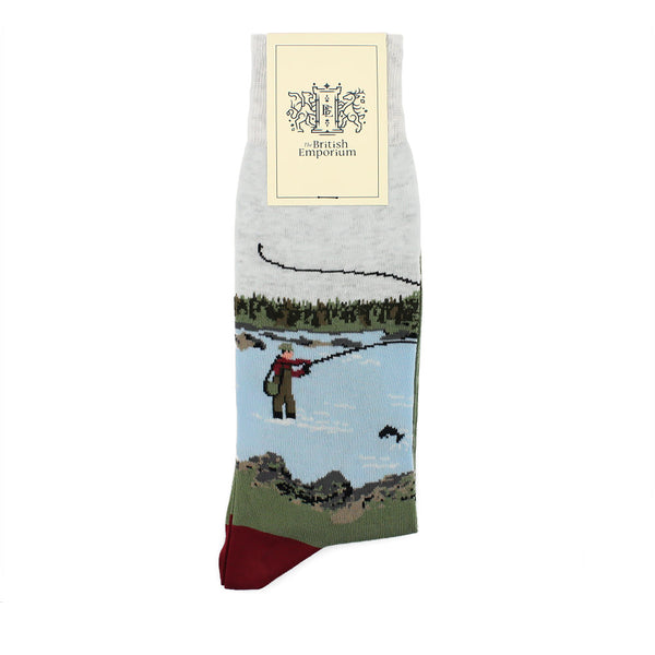Fishing Scene Men's Socks