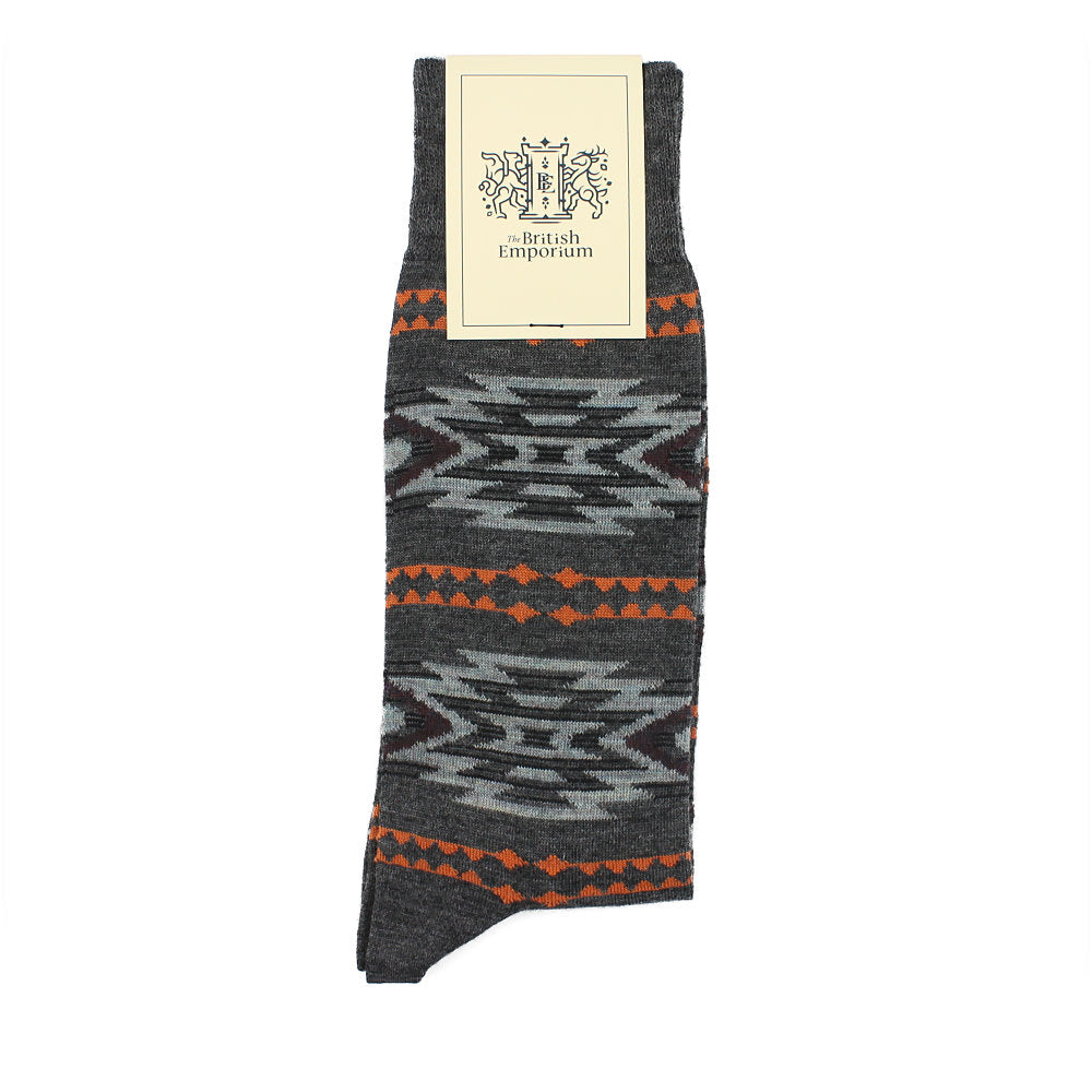Aztec Charlcoal Wool Men's Socks