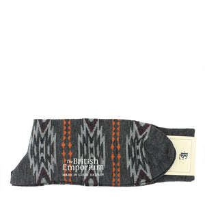 Aztec Charlcoal Wool Men's Socks