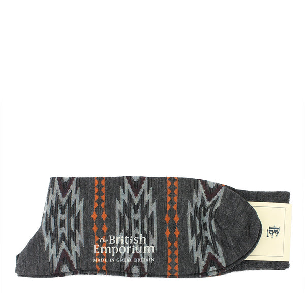 Aztec Charlcoal Wool Men's Socks