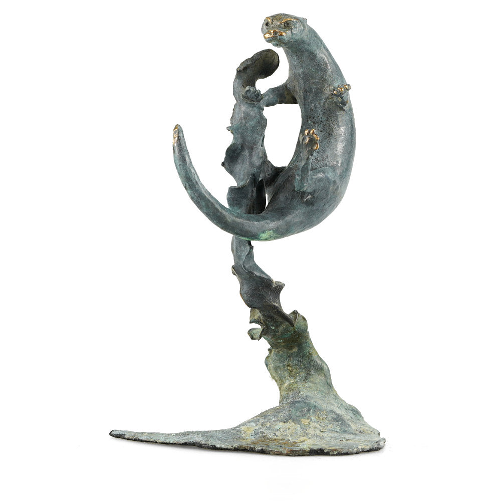 Otter Playing Solid Bronze Sculpture