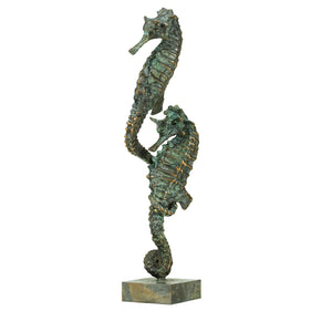 Seahorse Pair Solid Bronze Sculpture