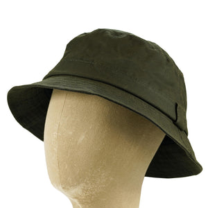 Reeve Waxed Cotton Bucket Rain Hat Green Moss