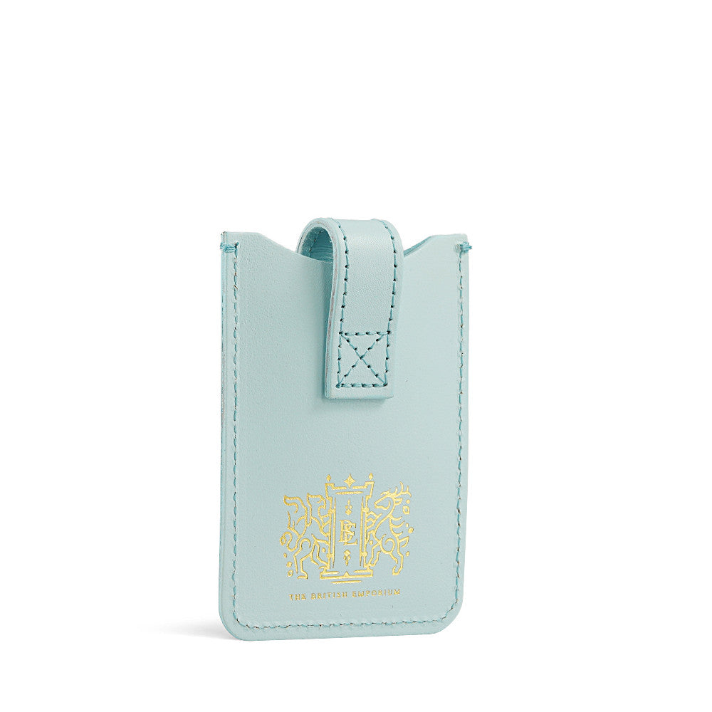 Pastel Blue Leather Business Card Holder