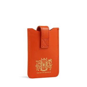 Sunlit Orange Leather Business Card Holder