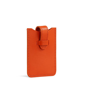Sunlit Orange Leather Business Card Holder