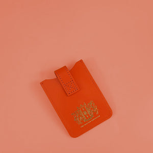 Sunlit Orange Leather Business Card Holder