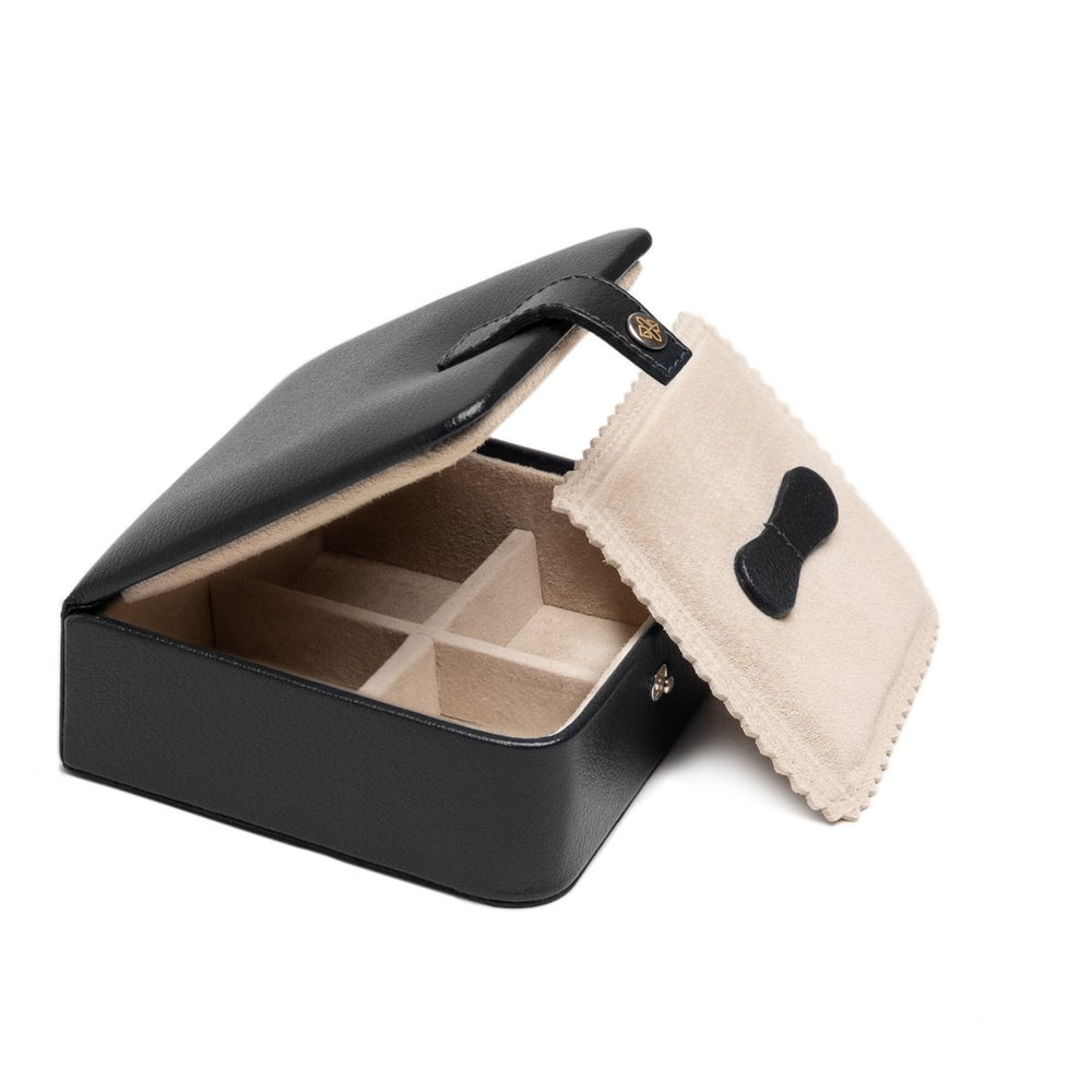 Capra Ecru Medium Jewellery & Cufflink Box Black