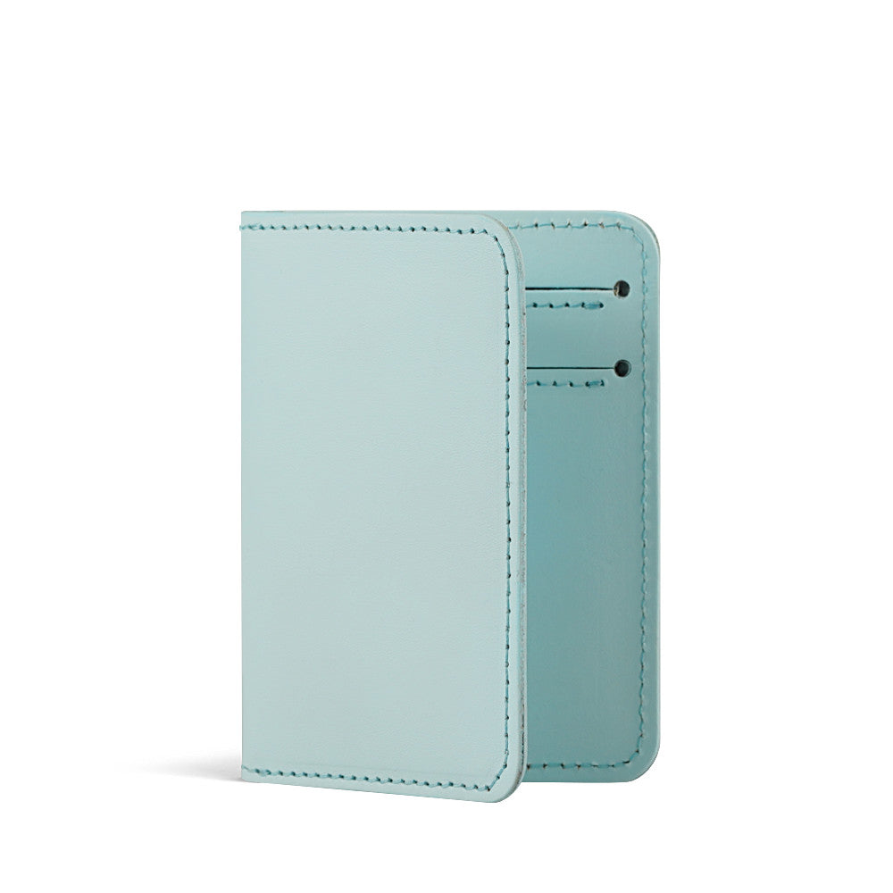 Pastel Blue Leather Card Wallet