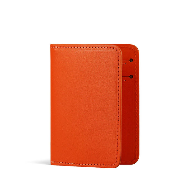Sunlit Orange Leather Card Wallet