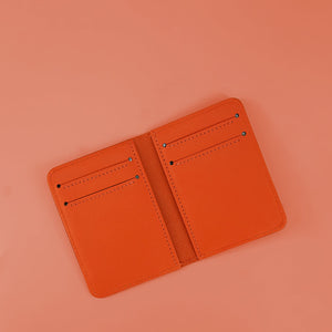 Sunlit Orange Leather Card Wallet