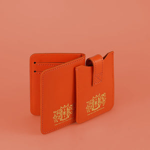 Sunlit Orange Leather Card Wallet