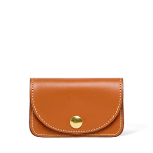Tan Leather Card & Coin Holder