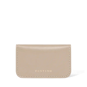 Taupe Leather Card & Coin Holder