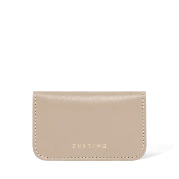 Taupe Leather Card & Coin Holder