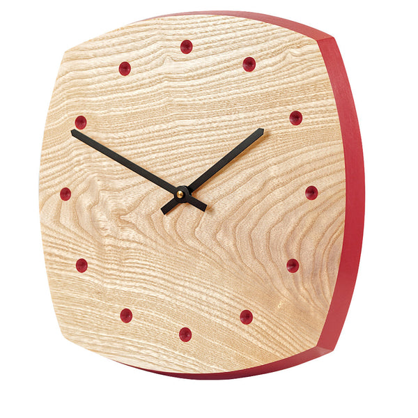 On The Dot Wooden Wall Clock Oriental Red