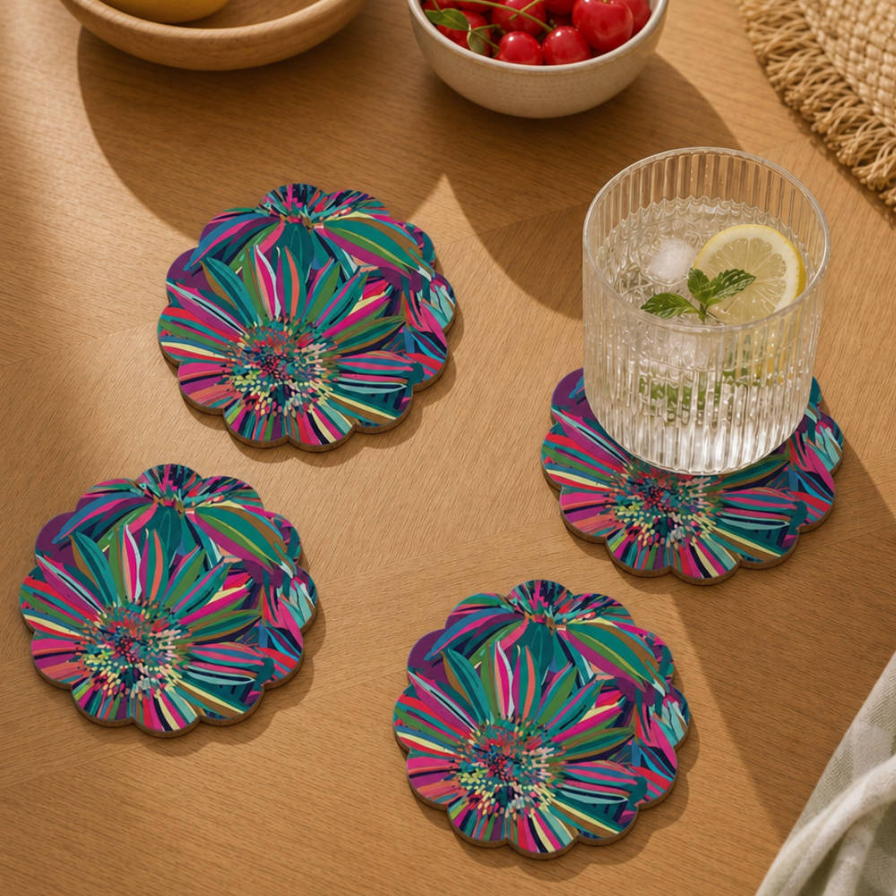 Bold Blooms Scalloped Coaster