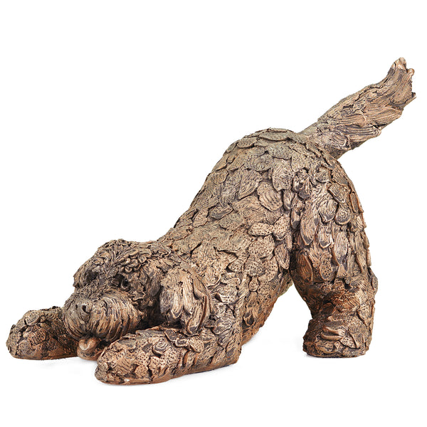 Barney Cockapoo Playing Dog Cold Cast Bronze Sculpture