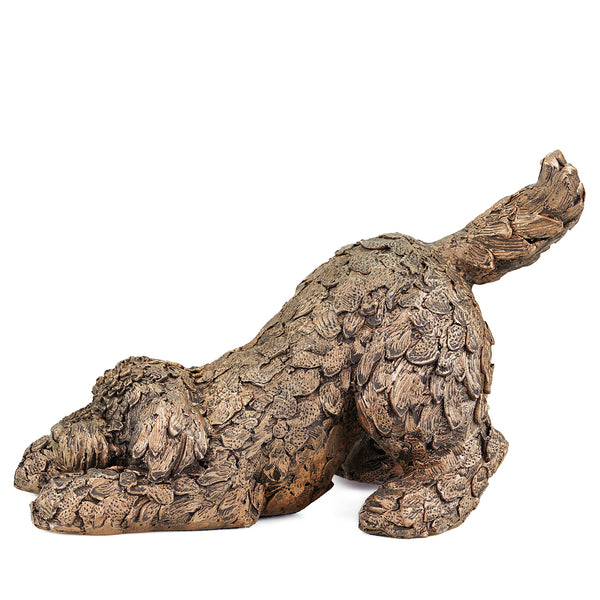 Barney Cockapoo Playing Dog Cold Cast Bronze Sculpture