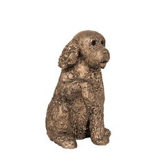 Clover Paw Up Cockapoo Dog Cold Cast Bronze Sculpture