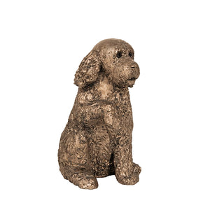 Clover Paw Up Cockapoo Dog Cold Cast Bronze Sculpture