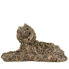 Jake The Labradoodle Lying Dog Cold Cast Bronze Sculpture