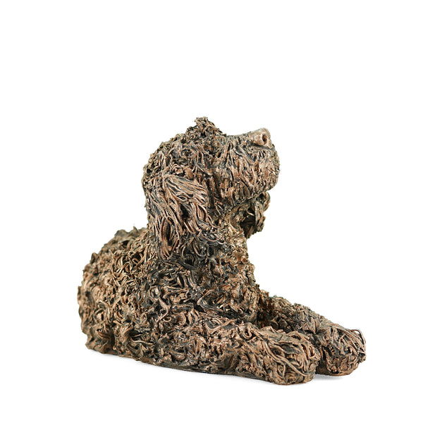 Jake The Labradoodle Lying Dog Cold Cast Bronze Sculpture