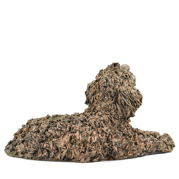 Jake The Labradoodle Lying Dog Cold Cast Bronze Sculpture