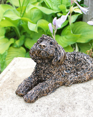 Jake The Labradoodle Lying Dog Cold Cast Bronze Sculpture