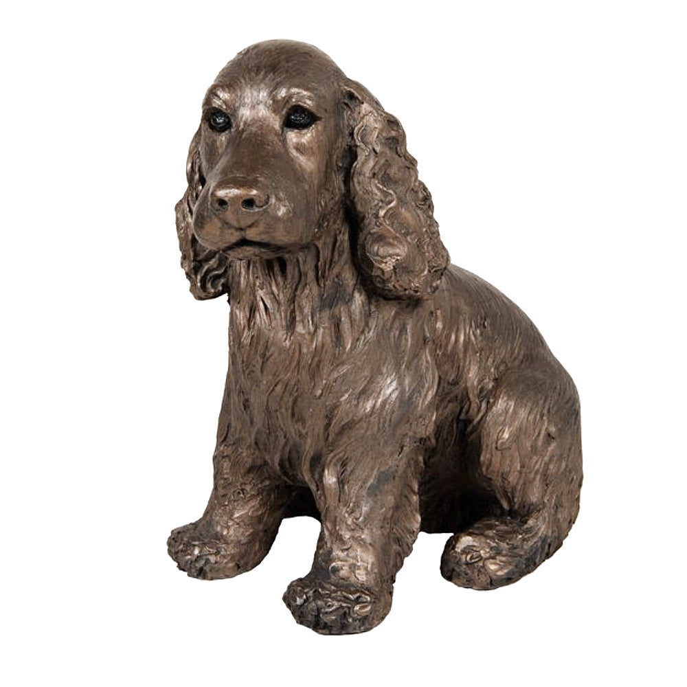 Ruby Cocker Spaniel Puppy Dog Cold Cast Bronze Sculpture