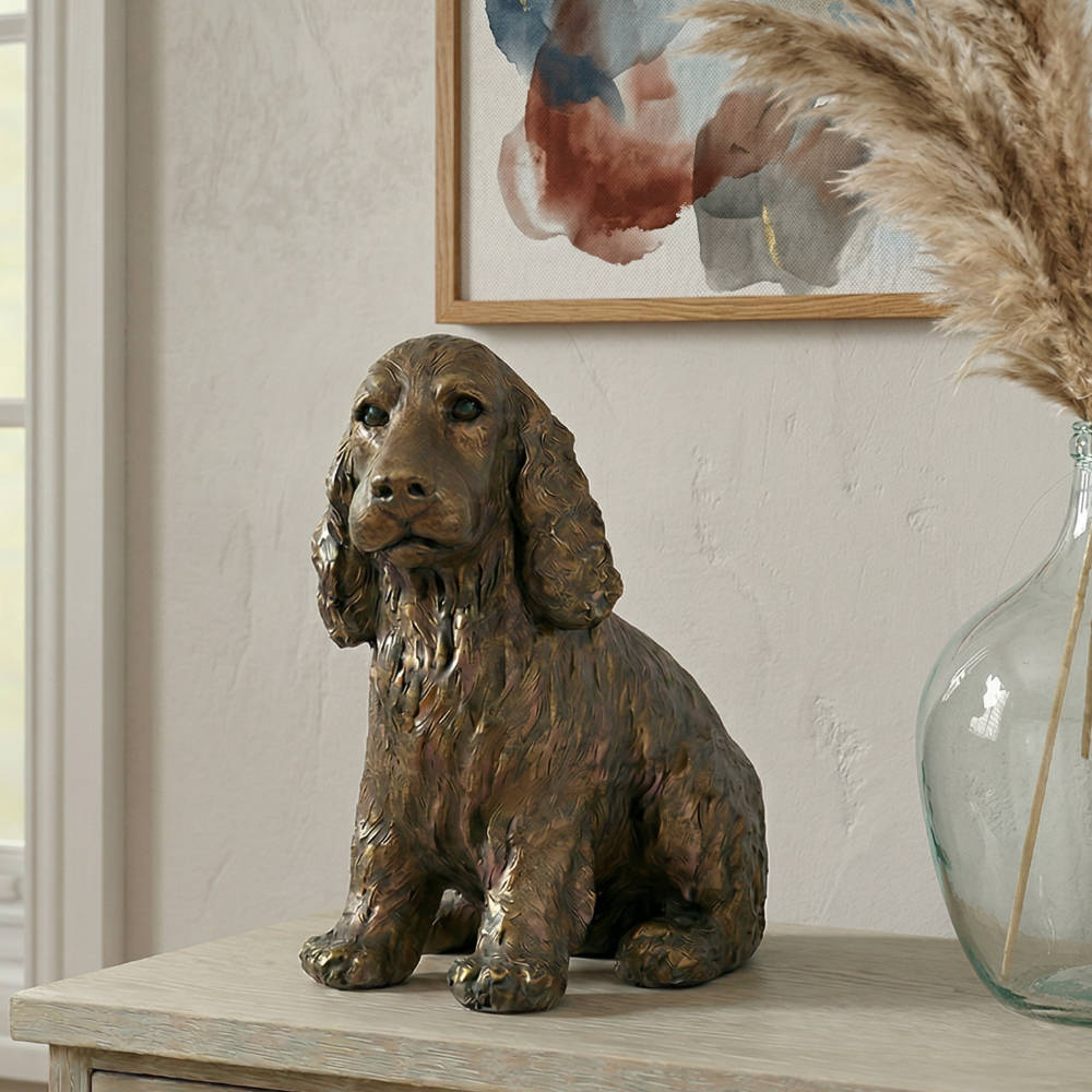 Ruby Cocker Spaniel Puppy Dog Cold Cast Bronze Sculpture