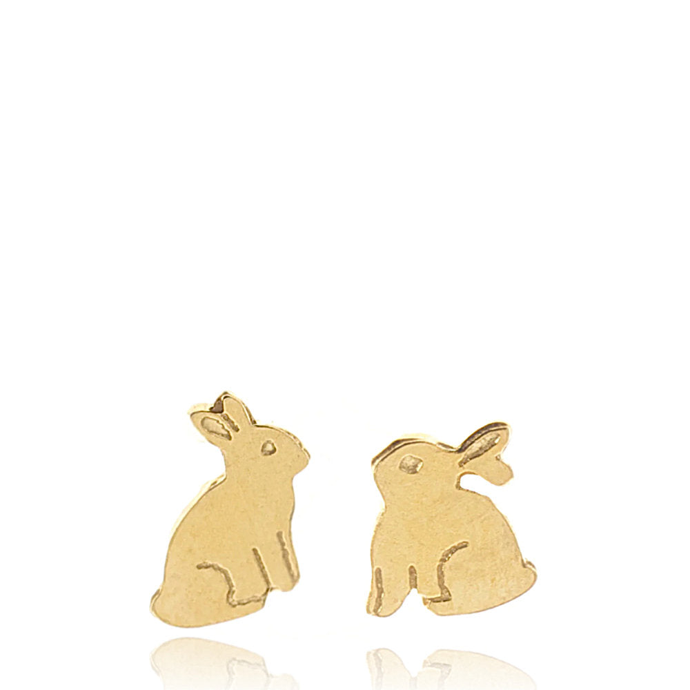 Asymmetric Bunny Stud Earrings Gold