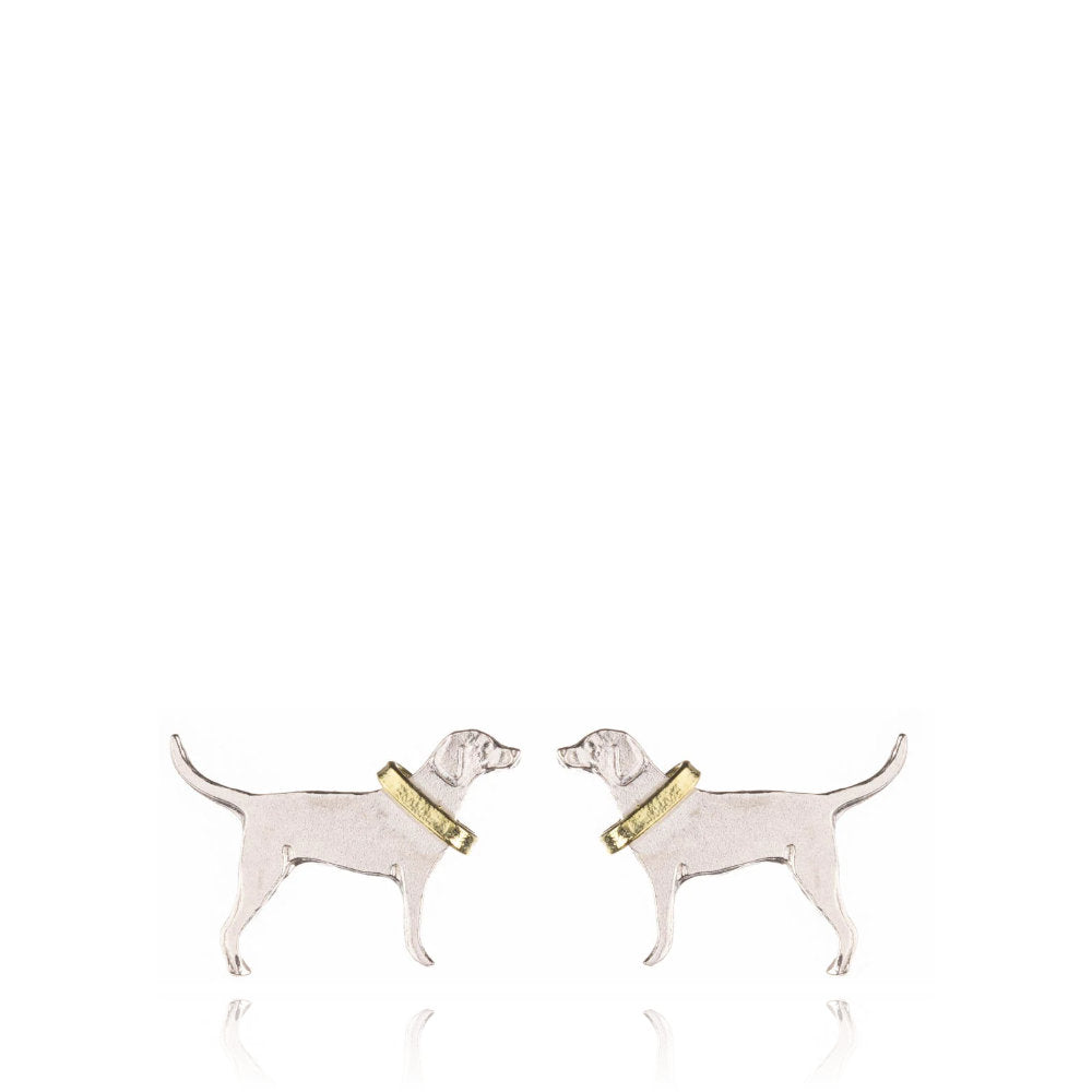 Labrador Stud Earrings Silver