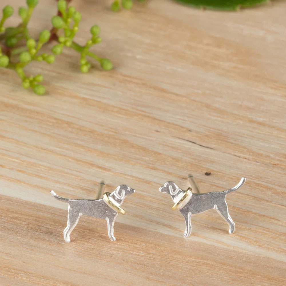 Labrador Stud Earrings Silver