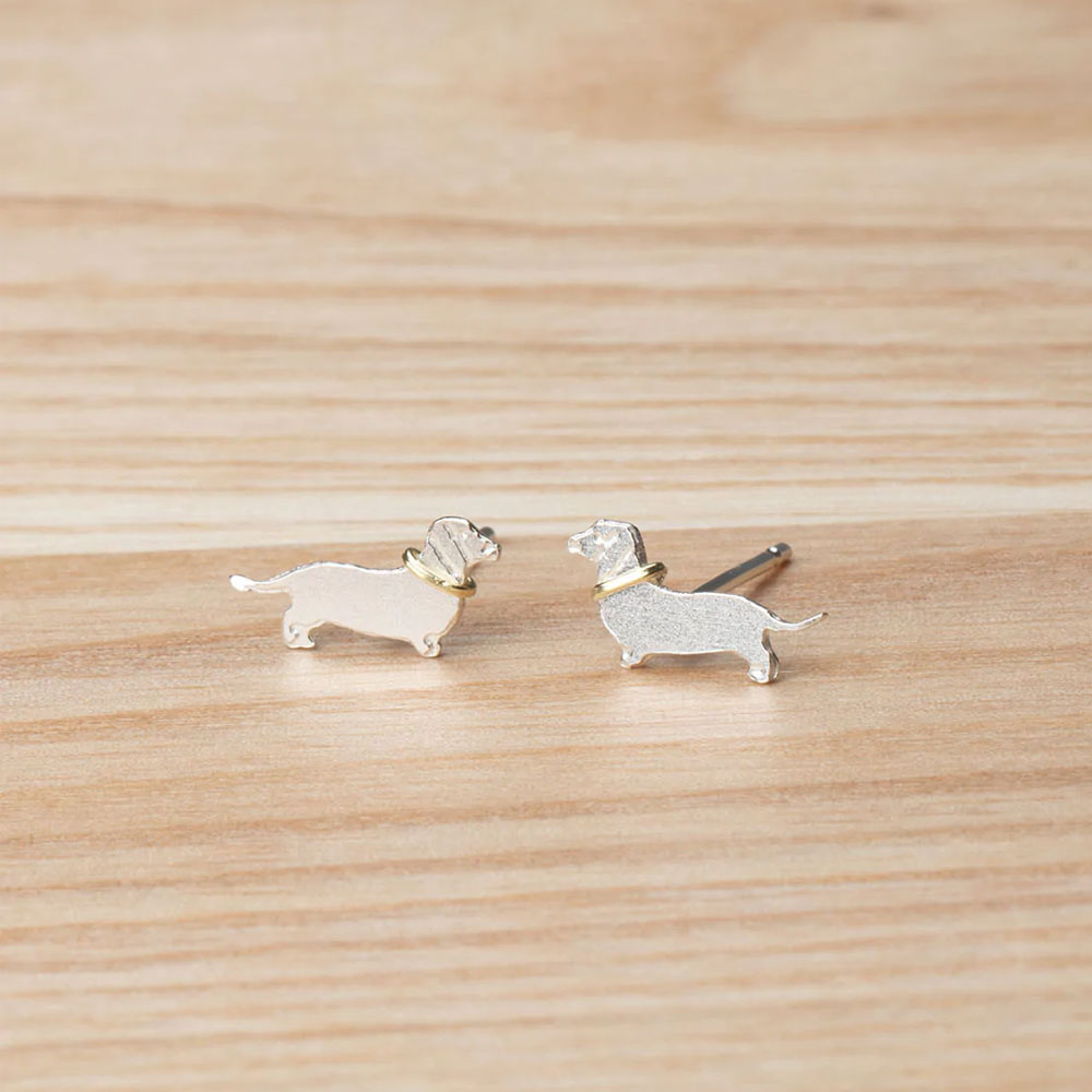 Sausage Dog Stud Earrings Silver